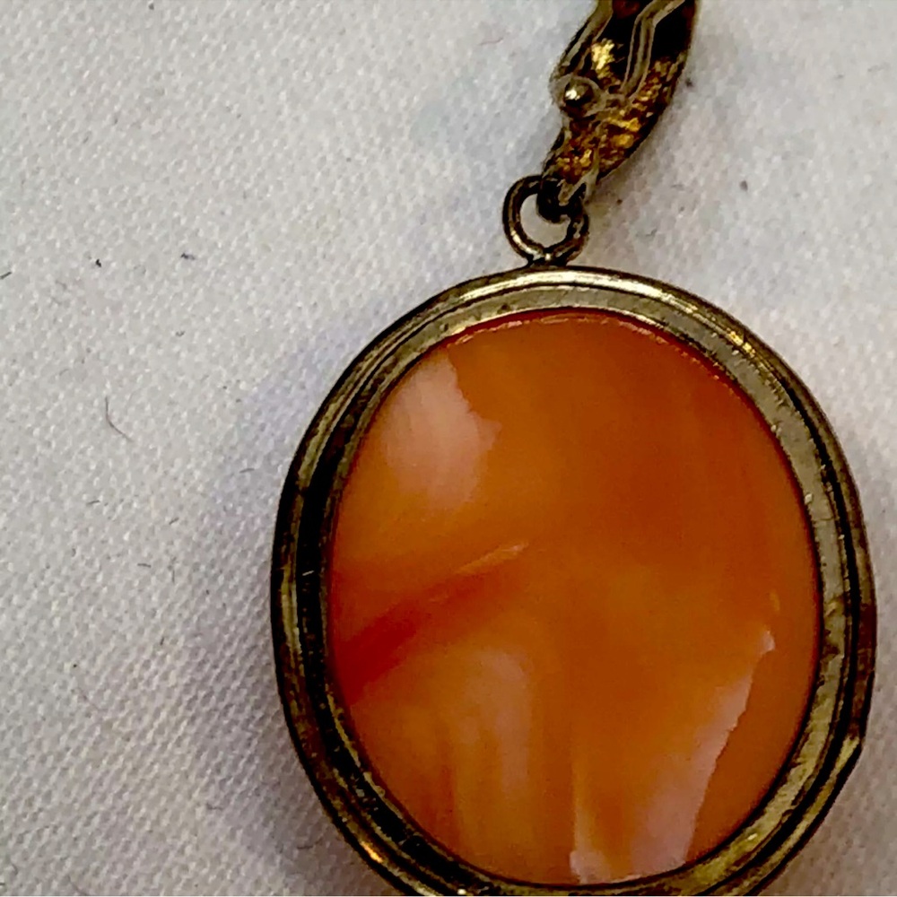 Vintage 14k Yellow Gold Rose Hand Carved Coral Pendant Slider - Picture 3 of 7